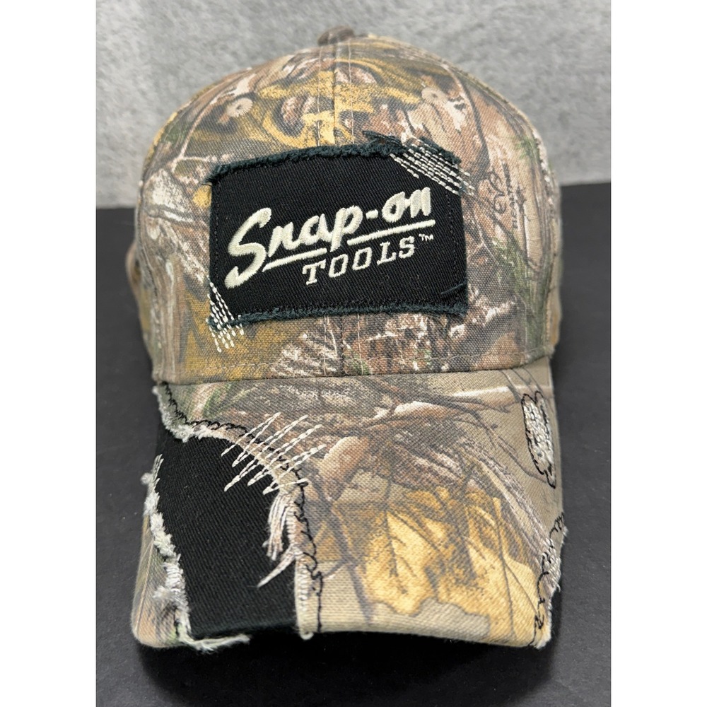 Snap-on Tools Hat Mens OSFA Camo Distressed Realtree Camouflage Baseball Cap